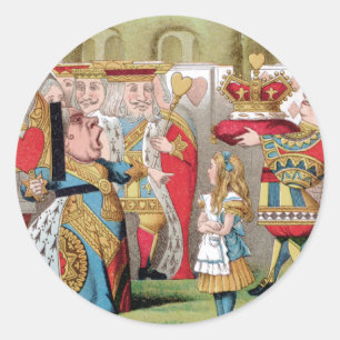 ALICE MEETS THE QUEEN OF HEARTS CLASSIC ROUND STICKER