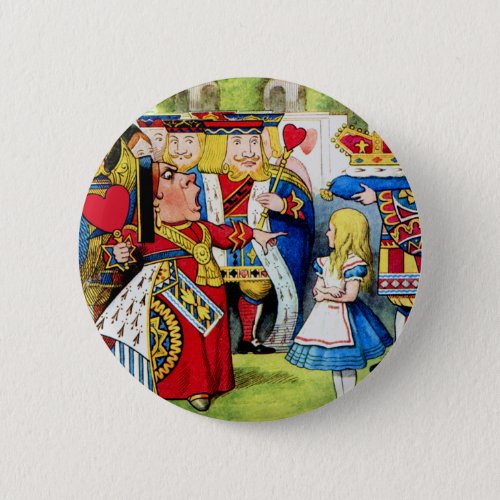 Alice Meets the Queen of Hearts in Wonderland Button