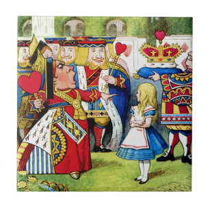 Alice Meets the Queen of Hearts in Wonderland Ceramic Tile