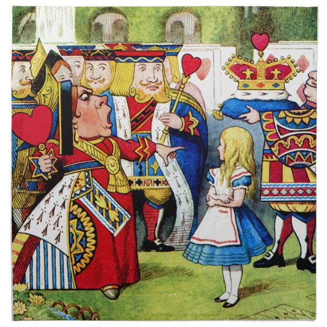 Alice Meets the Queen of Hearts in Wonderland Napkin (Front)