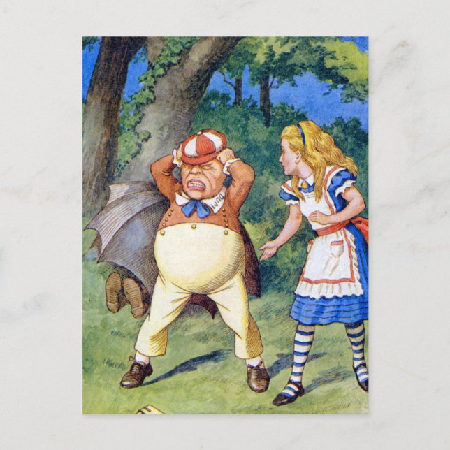 Alice Meets Tweedledee in Wonderland Postcard (Front)