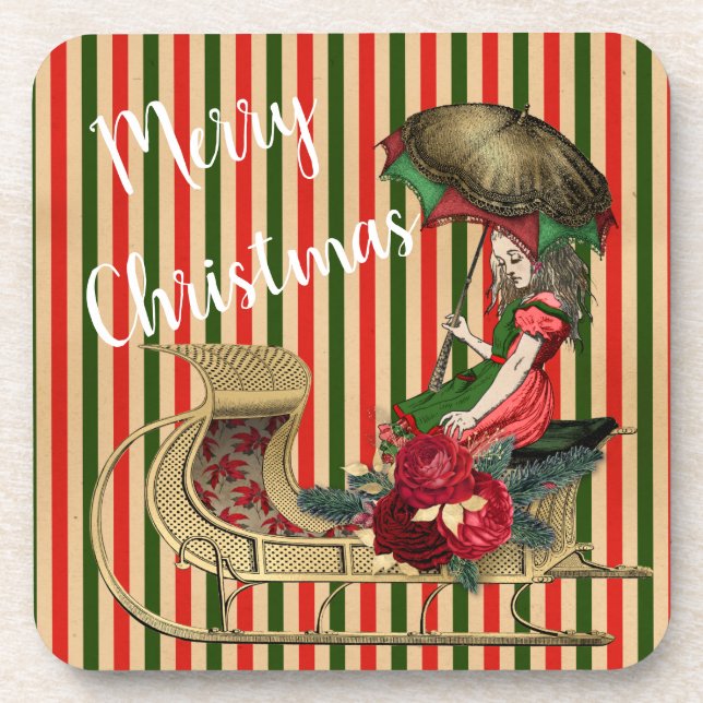 Alice Merry Christmas Beverage Coaster (Front)
