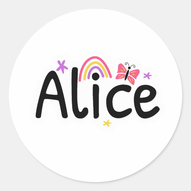 Alice name cute design classic round sticker (Front)