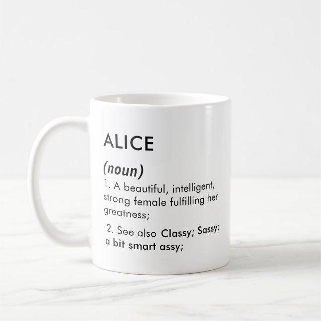 Alice name, Editable name, Custom name Coffee Mug (Left)