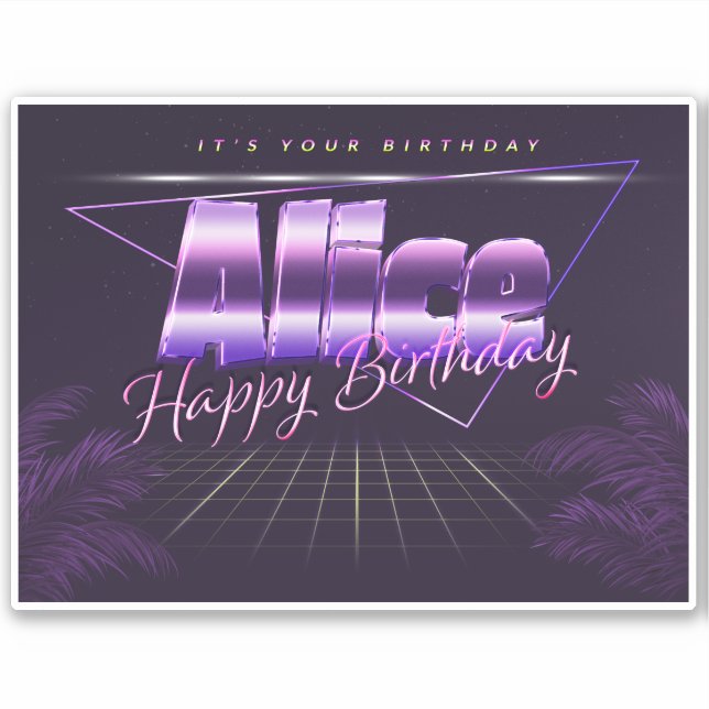Alice Name First name lila retro Sticker Birthday (Front)
