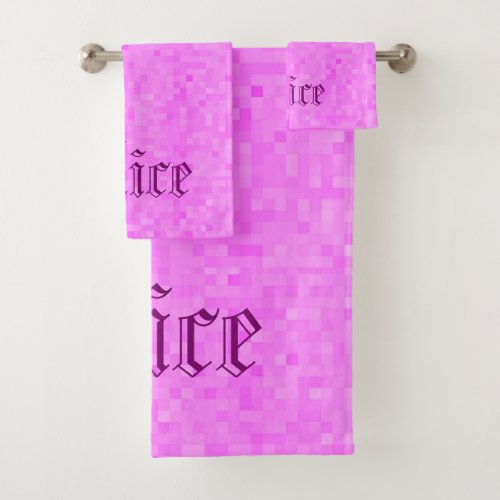 Alice Name Logo On Pastel Pink Bath Towel Set