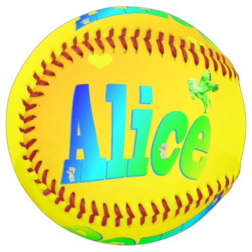 Alice Name Logo On Yellow Softball