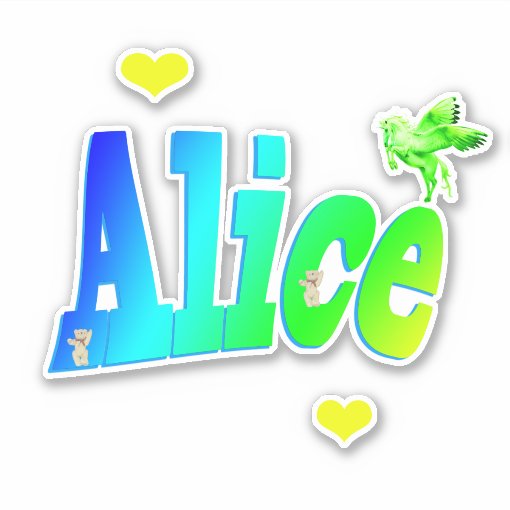 Alice Name Logo With Unicorn, Sticker | Zazzle