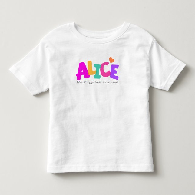Alice name meaning girls bubble letters apparel toddler t-shirt (Front)