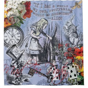 Alice nonsense curtain wonderland - Blue
