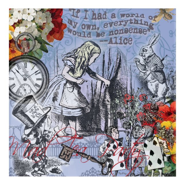 Alice nonsense curtain wonderland - Blue Acrylic Print (Front)