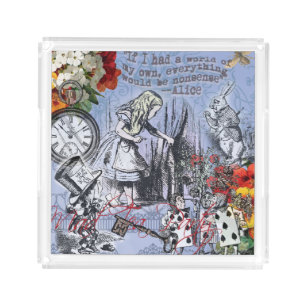 Alice nonsense curtain wonderland - Blue Acrylic Tray