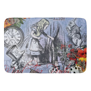 Alice nonsense curtain wonderland - Blue Bath Mat