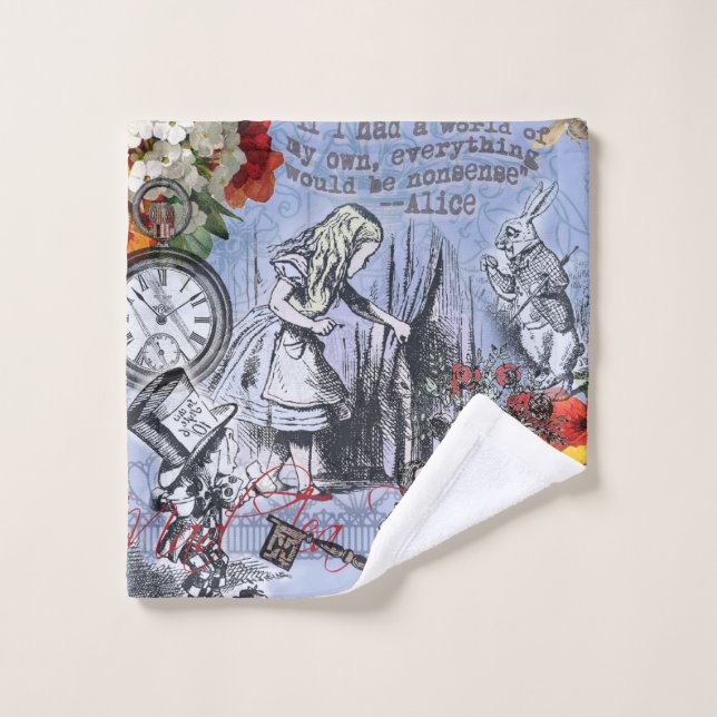 Alice nonsense curtain wonderland - Blue Bath Towel Set (Wash Cloth)