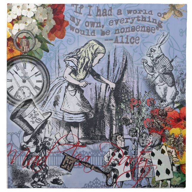 Alice nonsense curtain wonderland - Blue Cloth Napkin (Front)