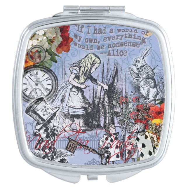 Alice nonsense curtain wonderland - Blue Compact Mirror (Front)