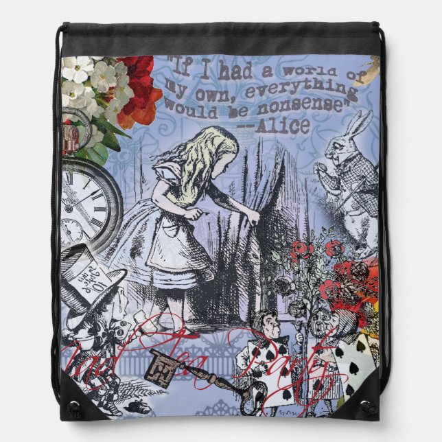 Alice nonsense curtain wonderland - Blue Drawstring Bag (Front)