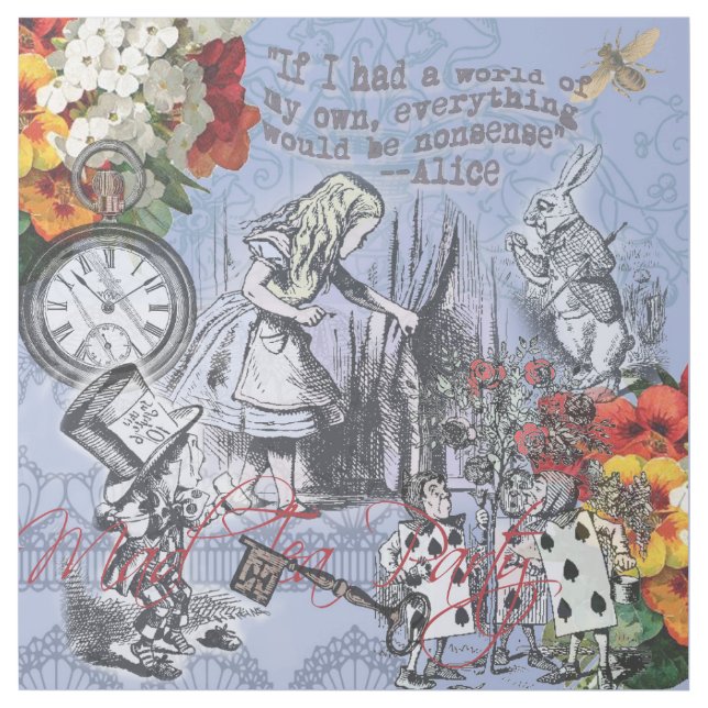 Alice nonsense curtain wonderland - Blue Gallery Wrap (Front)