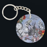 Alice nonsense curtain wonderland - Blue Keychain<br><div class="desc">Alice's Adventures in Wonderland's original illustrations are in this gift, from Alice looking through the curtain, the Mad Hatter, and the White Rabbit. These images are from the original books, where they had a rabbit hole, the Mad Tea Party, and makes a wonderful gift for the Alice in Wonderland enthusiast...</div>