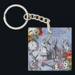 Alice nonsense curtain wonderland - Blue Keychain<br><div class="desc">Alice's Adventures in Wonderland's original illustrations are in this gift, from Alice looking through the curtain, the Mad Hatter, and the White Rabbit. These images are from the original books, where they had a rabbit hole, the Mad Tea Party, and makes a wonderful gift for the Alice in Wonderland enthusiast...</div>