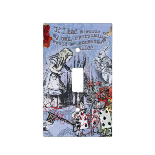 Alice nonsense curtain wonderland - Blue Light Switch Cover
