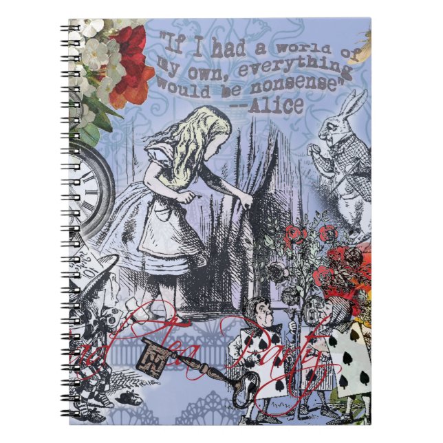 Alice nonsense curtain wonderland - Blue Notebook (Front)