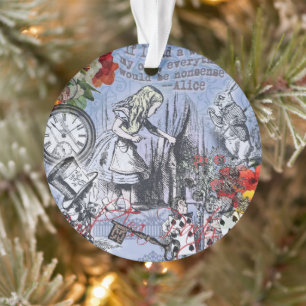 Alice nonsense curtain wonderland - Blue Ornament