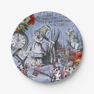 Alice nonsense curtain wonderland - Blue Paper Plates