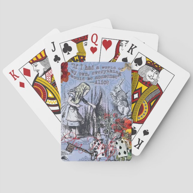 Alice nonsense curtain wonderland - Blue Poker Cards (Back)