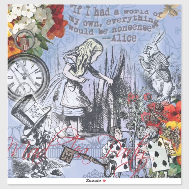Alice nonsense curtain wonderland - Blue Sticker (Sheet)