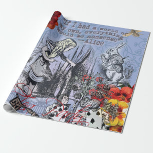 Alice nonsense curtain wonderland - Blue Wrapping Paper