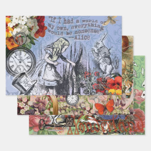 Alice nonsense curtain wonderland - Blue Wrapping Paper Sheets
