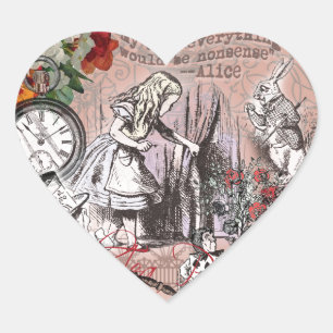 Alice nonsense curtain wonderland classic heart sticker