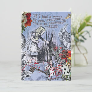 Alice nonsense curtain wonderland classic invitation