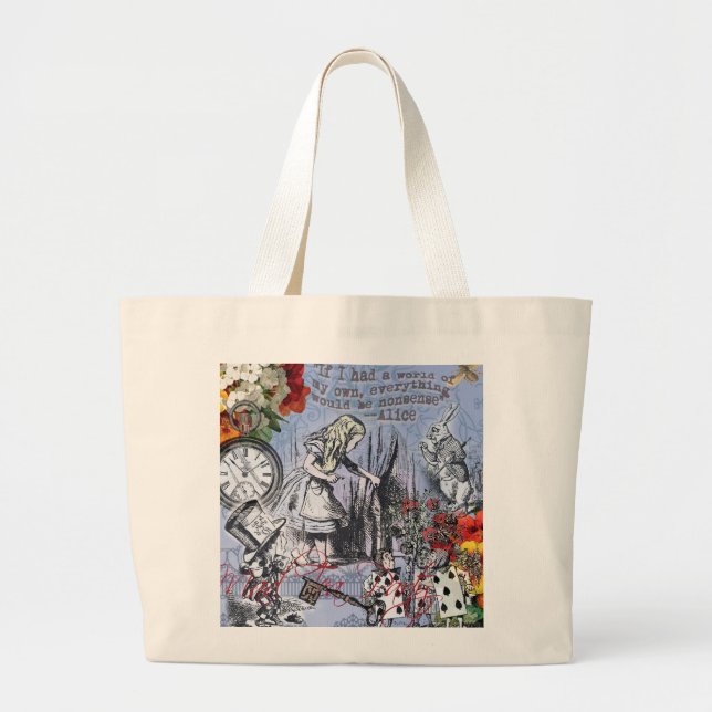 Alice nonsense curtain wonderland classic large tote bag (Front)
