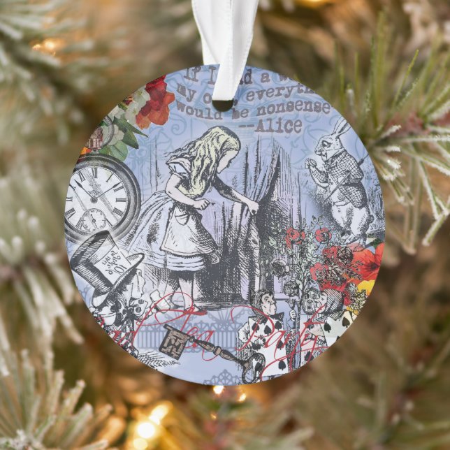 Alice nonsense curtain wonderland classic ornament (Tree)
