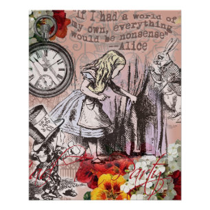 Alice nonsense curtain wonderland classic poster