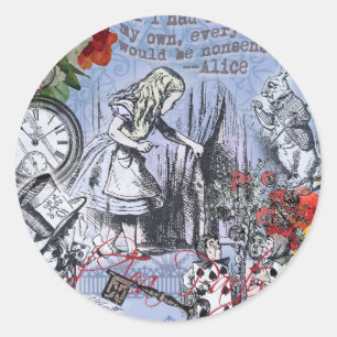 Alice nonsense curtain wonderland classic round sticker