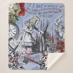 Alice nonsense curtain wonderland classic sherpa blanket
