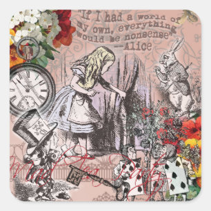 Alice nonsense curtain wonderland classic square sticker