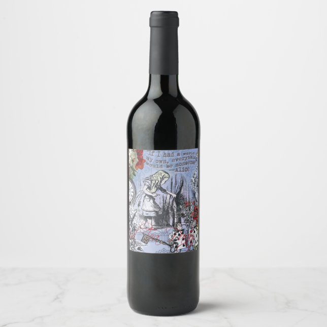 Alice nonsense curtain wonderland classic wine label (Front)