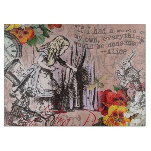 Alice nonsense curtain wonderland cutting board