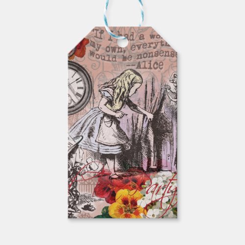 Alice nonsense curtain wonderland gift tags