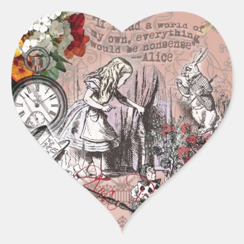 Alice nonsense curtain wonderland heart sticker