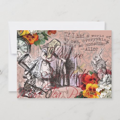 Alice nonsense curtain wonderland invitation