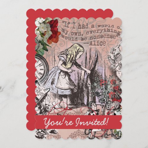 Alice nonsense curtain wonderland invitation