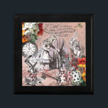 Alice nonsense curtain wonderland jewelry box<br><div class="desc">Alice's Adventures in Wonderland's original illustrations are in this gift, from Alice looking through the curtain, the Mad Hatter, and the White Rabbit. These images are from the original books, where they had a rabbit hole, the Mad Tea Party, and makes a wonderful gift for the Alice in Wonderland enthusiast...</div>