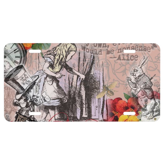 Alice nonsense curtain wonderland license plate (Front)