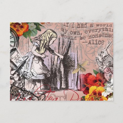 Alice nonsense curtain wonderland postcard