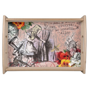 Alice nonsense curtain wonderland serving tray